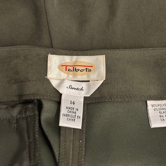 Vintage Talbots Pant Womens 14 Green Faux Suede Trouser Academia Tapered Stretch - Picture 10 of 11